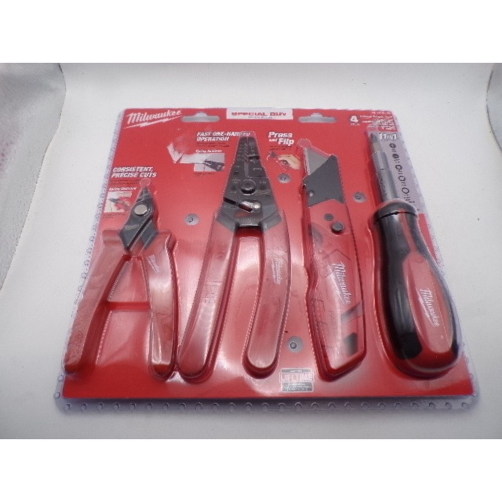 Milwaukee 4pc Hand‎ Tool Set 48-22-1510 Fastback Utility Knife 11-1 Screwdriver
